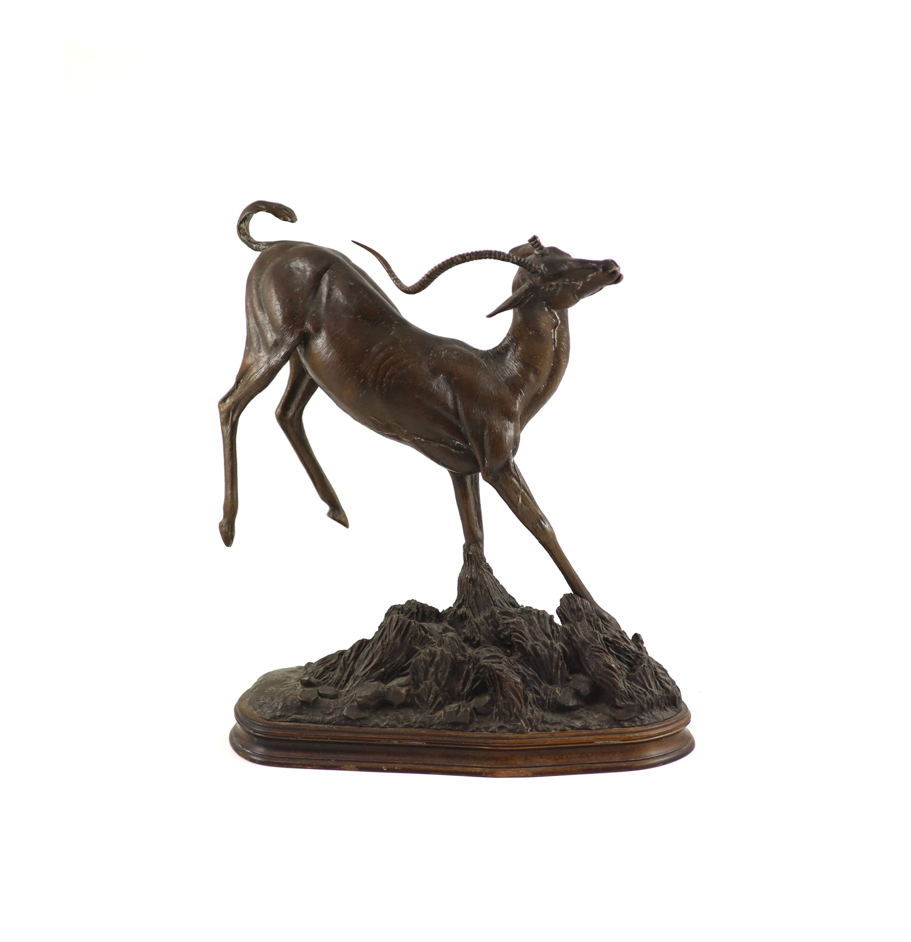 Tim Nicklin. A bronze model of a bucking impala width 32cm height 35cm